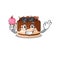 Happy face chocolate cake cartoon design with ice cream