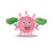 Happy face corona virus germ character having money on hands