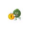 Happy face gem squash cartoon character with gold coin