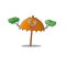 Happy face orange umbrella character having money on hands