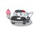 Happy face police car cartoon design with ice cream