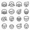Happy Face & Smile face icon set in thin line style