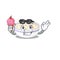 Happy face steamed egg cartoon design with ice cream