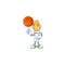 Happy face white candle cartoon character playing basketball