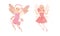 Happy fairy girls. Lovely elf girls with pointed ears wearing nice dresses vector illustration
