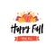 Happy Fall hand drawn lettering text