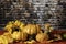 Happy fall with sunflower and pumpkins