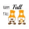 Happy fall yall. Gnomes with coffee and inscription. Fall season. Cute printables autumn design. Poster, banner, greeting card