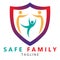 Happy family active caring people insurance company logo vector design.