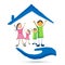 Happy Family care union team love in home roof  care house children kids taking growth wellness parenting care successful icon