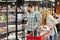 Happy family choosing groceries together