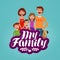 Happy family concept. Domestic life, cartoon vector illustration
