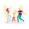 Happy family couple with child dancing together vector illustration isolated.