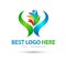 Happy Family couple hands together logo people family green logo