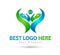 Happy Family couple hands together logo people family green logo