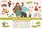Happy Family Couple Rest Animated Character Set
