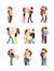 Happy family couples in love. Wedding people vector cartoon characters