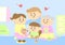 Happy family cute cartoon style.