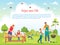 Happy Family day Template for card, poster, print. Family picnicking together. Vector cartoon illustration.