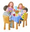 Happy family eating breakfast