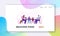 Happy Family Eating Website Landing Page. Mother Father Little Kids and Dog Having Meal Around Table with Food