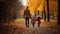 A Happy Family Embarks On An Autumn Stroll, Creating Lasting Memories Autumn Day In The Park