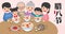 Happy Family enjoy the laba Rice Porridge banner illustration. Also as known as Eight Treasure Congee.