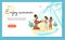 Happy family enjoy summer website banner template flat style