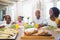 Happy family enjoying a healthy meal together