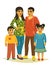 Happy family, father, mother, sons and daugther. vector illustration