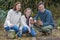 Happy Family Girl Child Father Mother Daughter Gardening