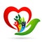 Happy Family heart care union team love in people care children kids taking growth wellness parenting care successful icon