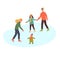 Happy family on the ice rink. Winter skating, outdoor activity