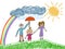 Happy family kids artistic drawing