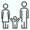 Happy family line icon. Mom, dad and kid vector illustration isolated on white. Mother, father and child outline style