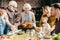 happy family looking at delicious thanksgiving turkey in hands