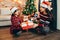 Happy family with love holding surprised gift box