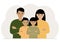 Happy family of mom dad and two children. Concept of family problems, psychological help or conflict.