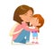 Happy family mother and daughter hugging to each other feeling love tenderness vector illustration