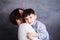 Happy family. Mother and her son hugging, smiling and having fun, portrait