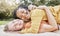 Happy family, mother hug and nature of a interracial girl and mama with love in a picnic park. Portrait of happy, relax