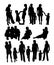 Happy Family, Mother and Son Silhouettes, art vector design