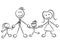 Happy family naive sketchy characters isolated