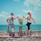 Happy family near the beach