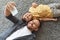 Happy family portrait. Young father doing selfie with his little son, smiling to smartphone, resting together on floor