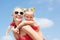 Happy family resting at beach in summer