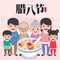 Happy Family reunion with festival food. A bowl of laba Rice Porridge. Also as known as Eight Treasure Congee.
