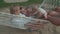 Happy family rides emotionally on hammock slow motion stock footage video