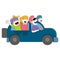 happy family is riding a getaway car together in spring