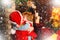 Happy family. Santa claus coming. Mother and little child boy adorable friendly family having fun. Family having fun at